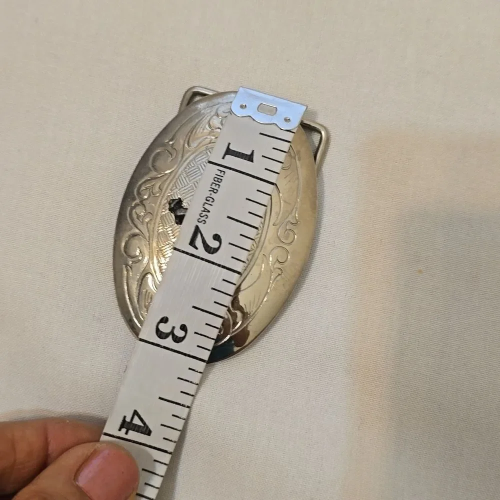 VINTAGE | large silver bull rider‎ cowboy buckle.
